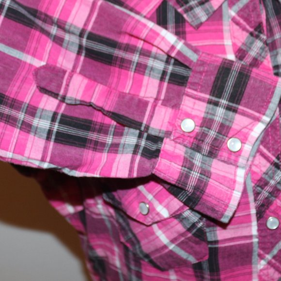 Vintage OP Ocean Pacific Front Snap Close Adjustable Sleeves Shirt Top Jr Large - Picture 2 of 8